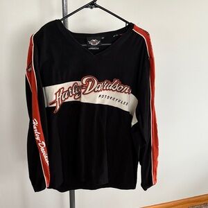 Harley-Davidson Black and Red V-Neck Shirt